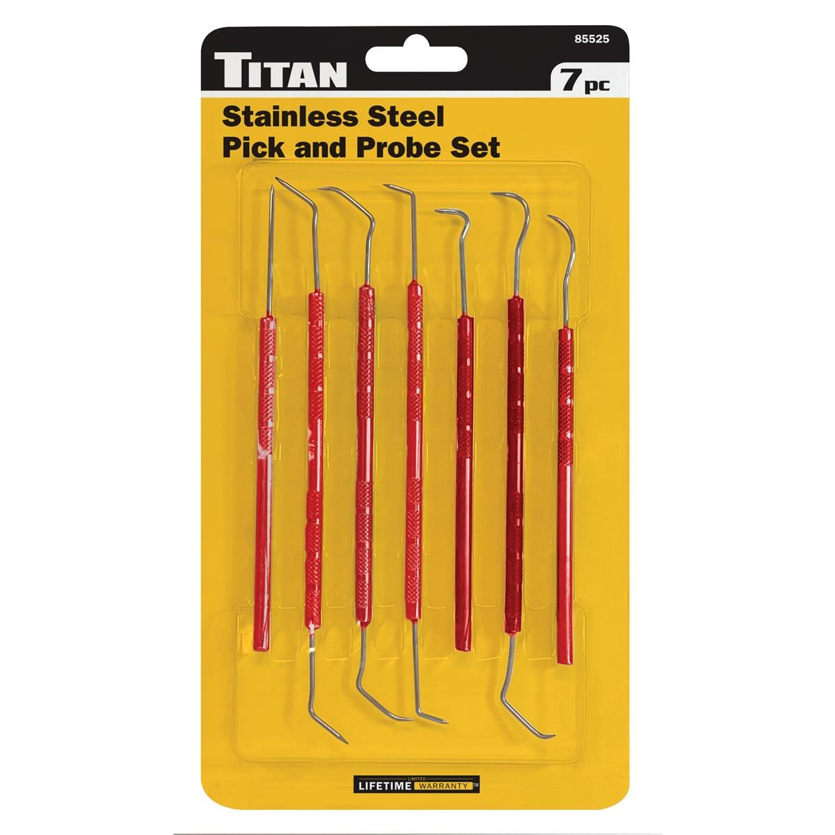 Titan 85525 7-Piece Pick, Probe & Scribe Set – Stainless Steel Tips