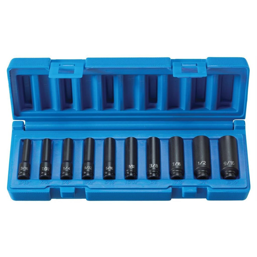Grey Pneumatic 9710D 10-Piece 1/4" Drive SAE Deep Impact Socket Set