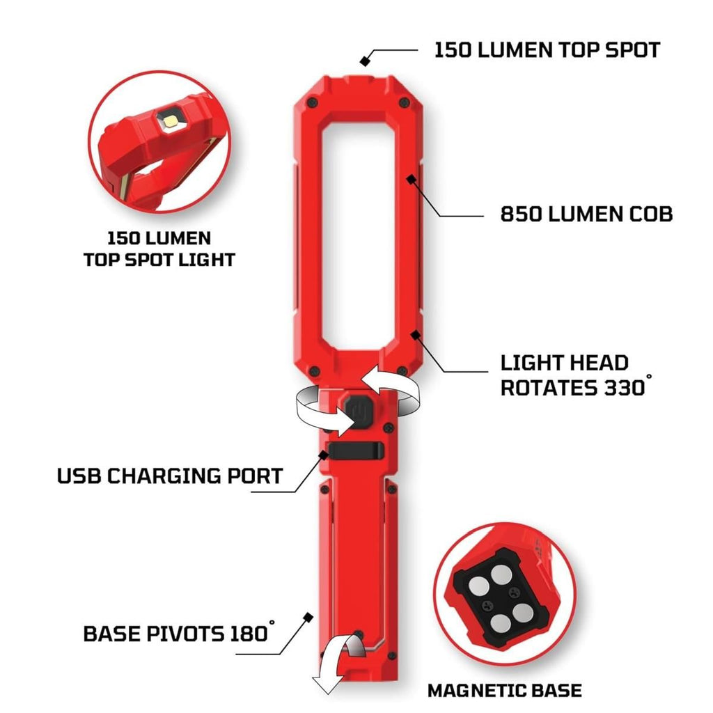 E-Z RED NP85VT 850-Lumen View-Through Rechargeable Magnetic Work Light