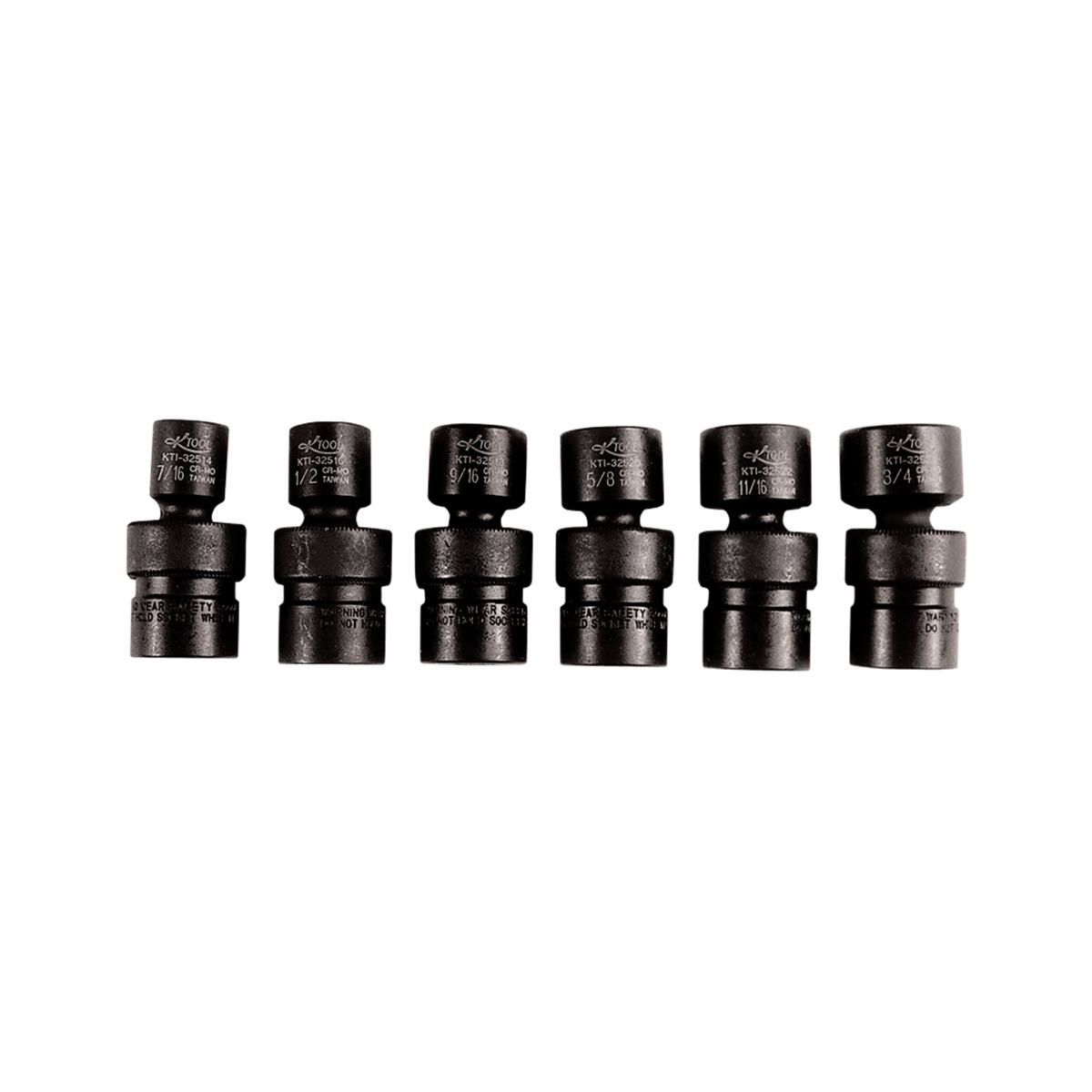 K Tool International 6-Piece 3/8" Drive SAE Flex Impact Socket Set – KTI32500