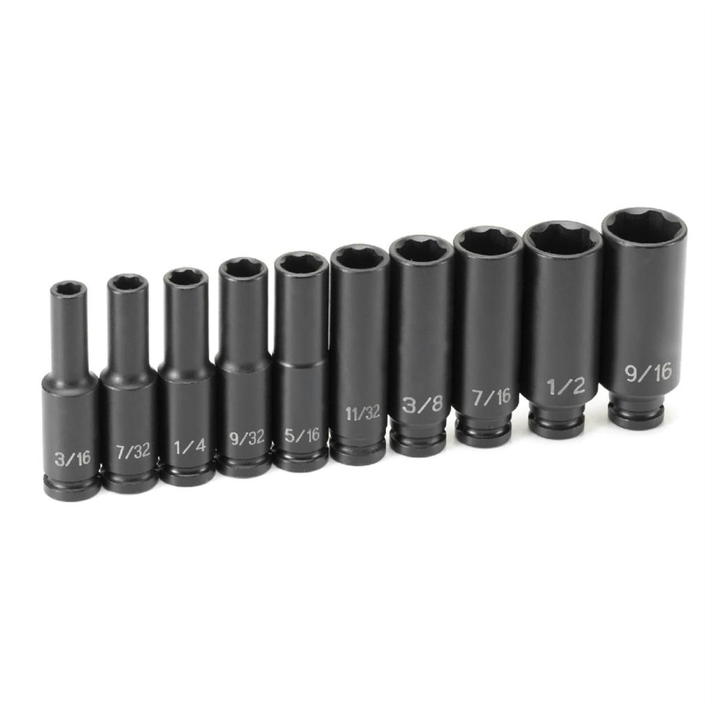 Grey Pneumatic 9710D 10-Piece 1/4" Drive SAE Deep Impact Socket Set