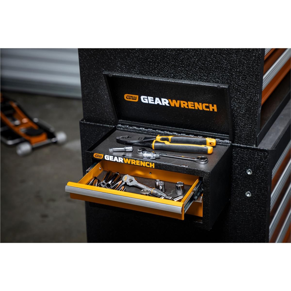 GEARWRENCH GWBXMINIS 11" 2-Drawer Steel Mini Toolbox – Orange & Black