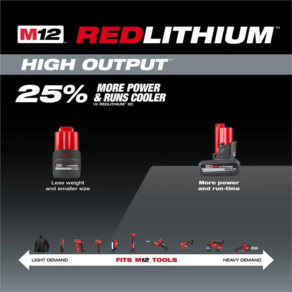 Milwaukee M12 REDLITHIUM HIGH OUTPUT XC5.0 Battery Pack – 48-11-2450
