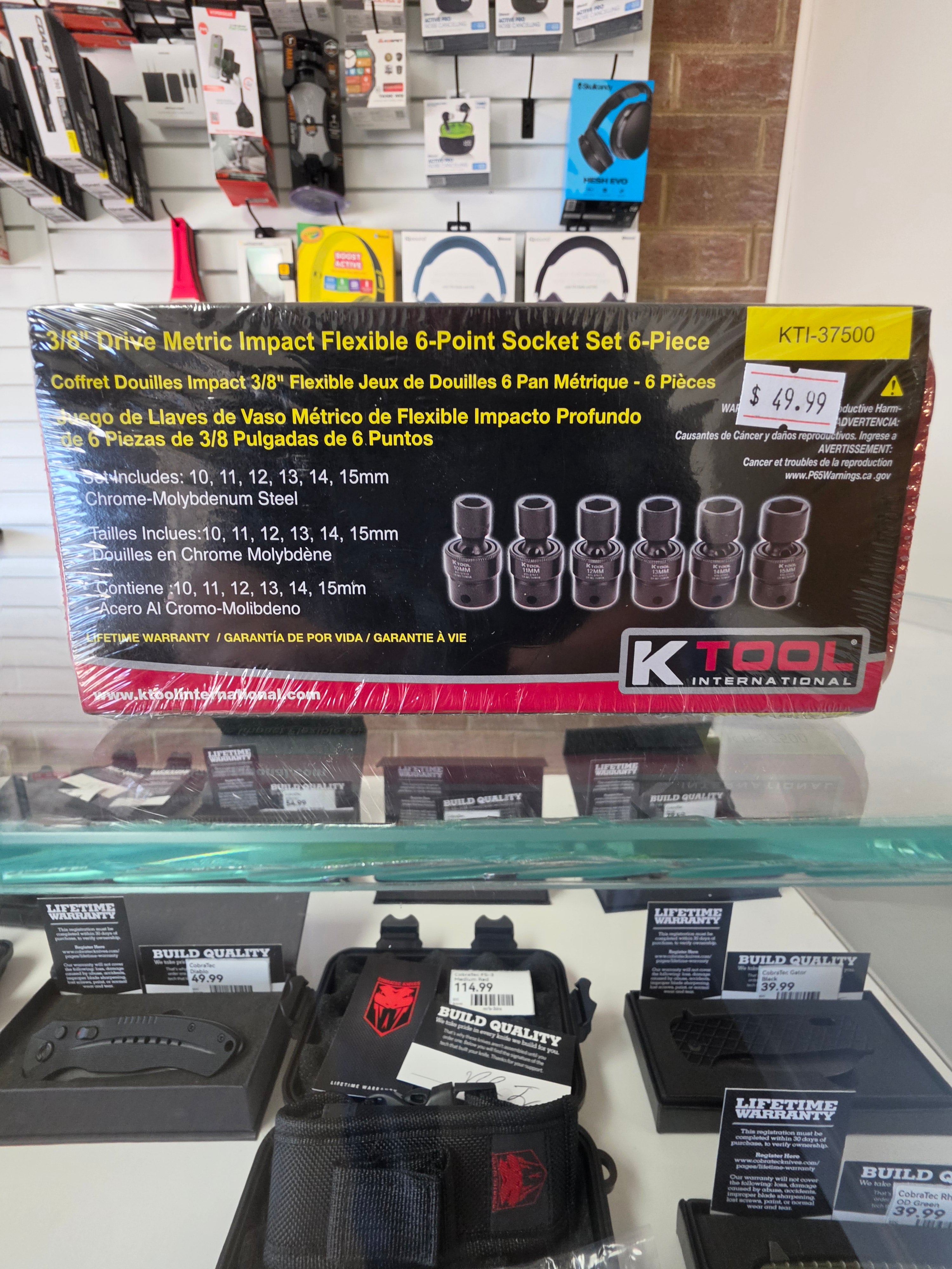 K Tool International 6-Piece 3/8" Drive Metric Flex Impact Socket Set – KTI37500