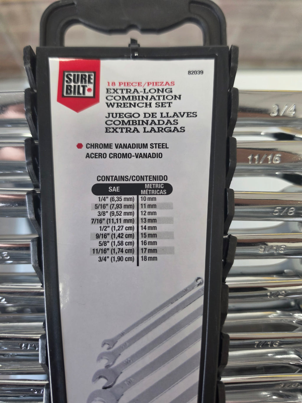 Surebilt Extra Long Combination Wrench Set 18 Piece