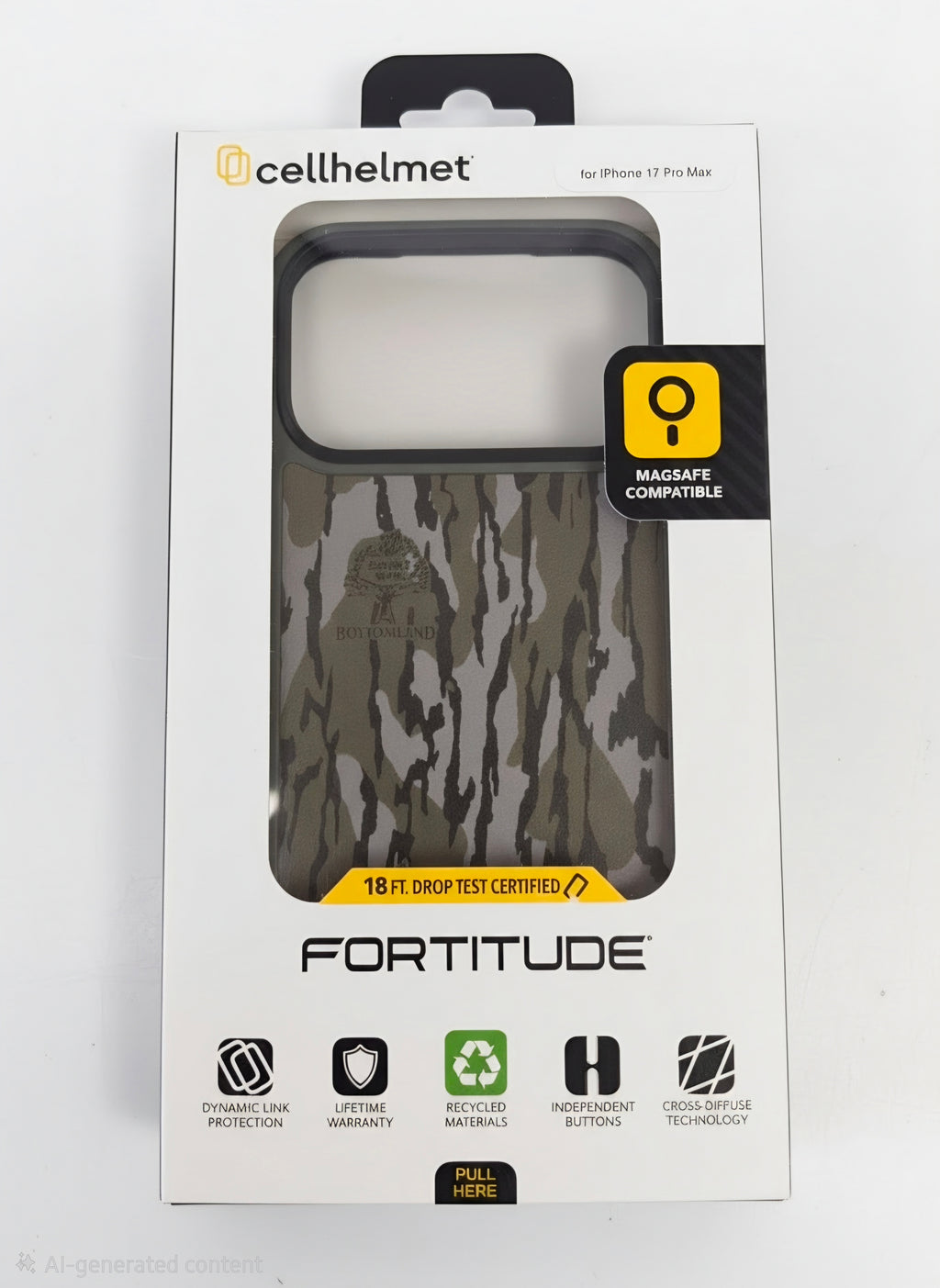 cellhelmet Fortitude MagSafe Case for iPhone 17 Pro Max - Mossy Oak Bottomland