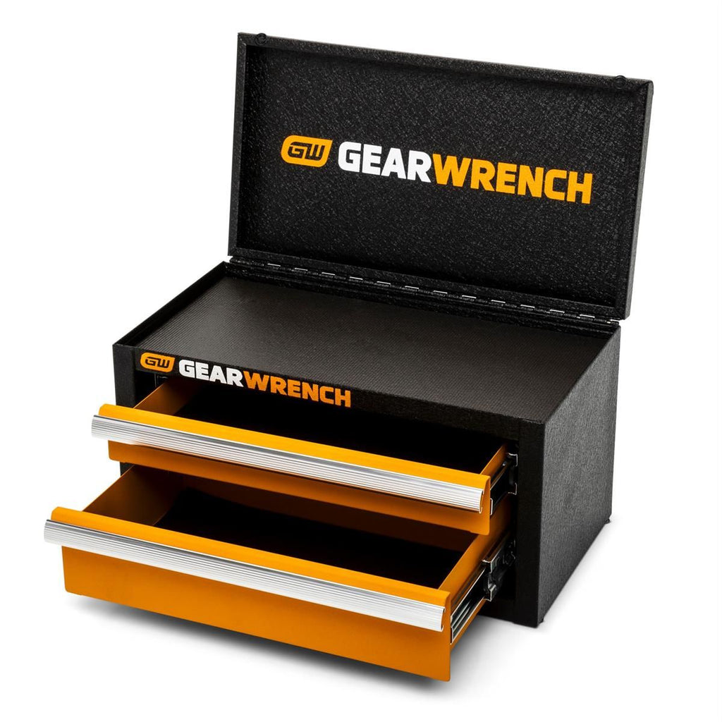 GEARWRENCH GWBXMINIS 11" 2-Drawer Steel Mini Toolbox – Orange & Black